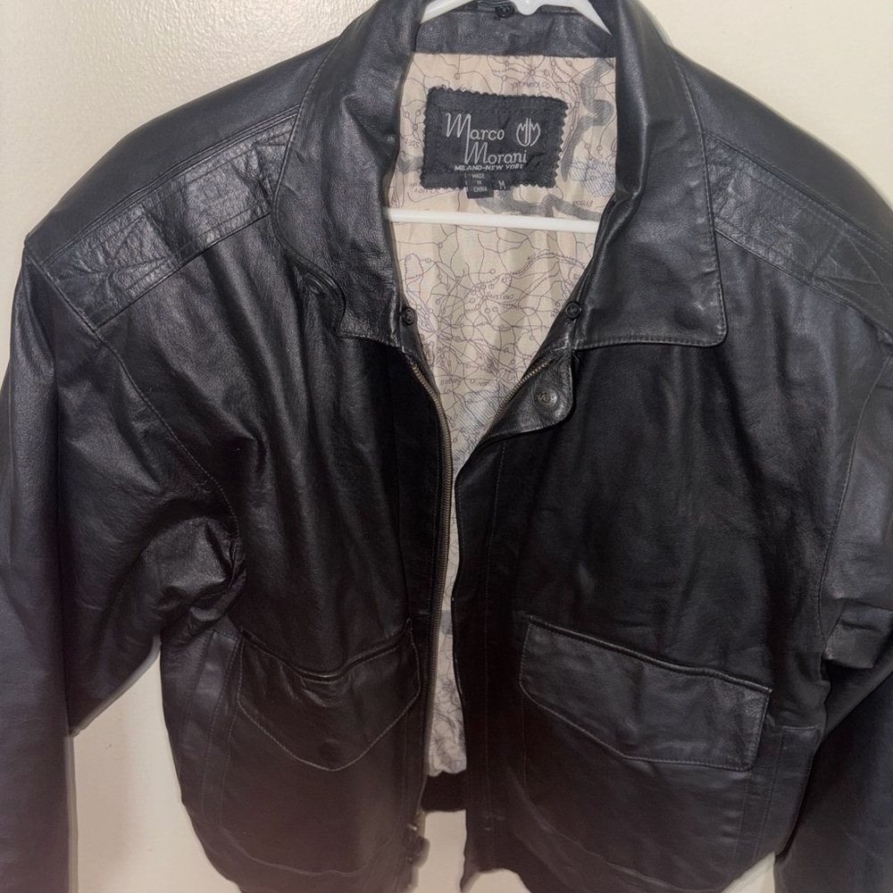 Marco morani Leather Bomber Jacket